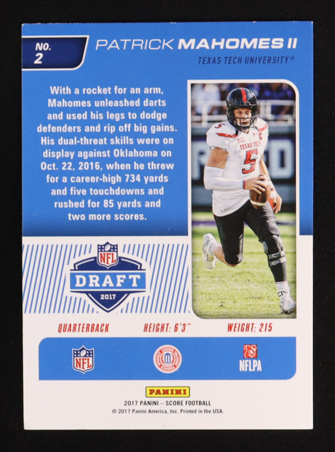 Patrick Mahomes II 2017 Score NFL Draft #2 RC at PristineAuction.com Patrick Mahomes II 2017 Score NFL Draft #2 RC at PristineAuction.com