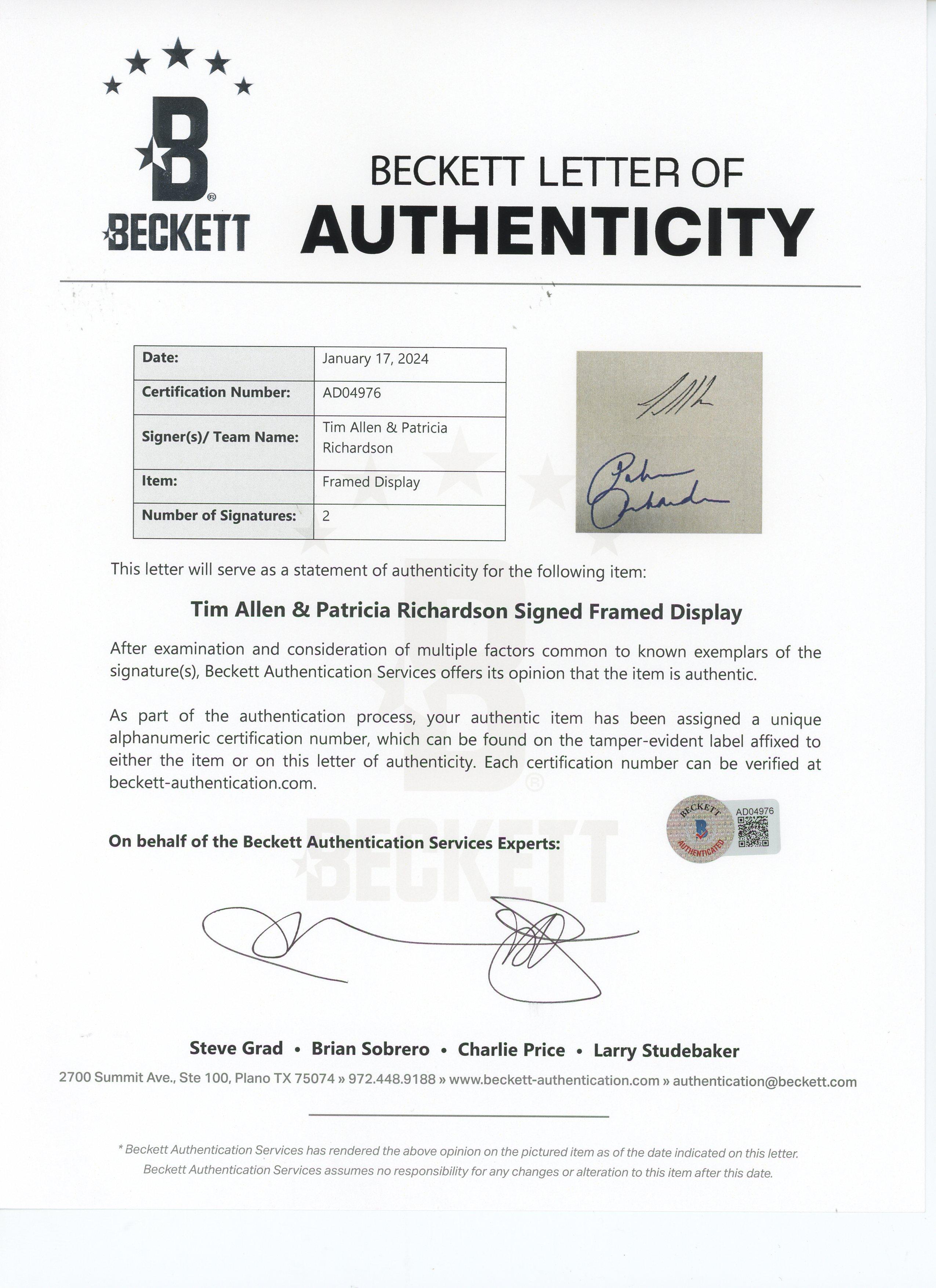 Tim Allen & Patricia Richardson Signed "Home Improvement" Custom Framed Cut Display (Beckett) at PristineAuction.com Tim Allen & Patricia Richardson Signed "Home Improvement" Custom Framed Cut Display (Beckett) at PristineAuction.com