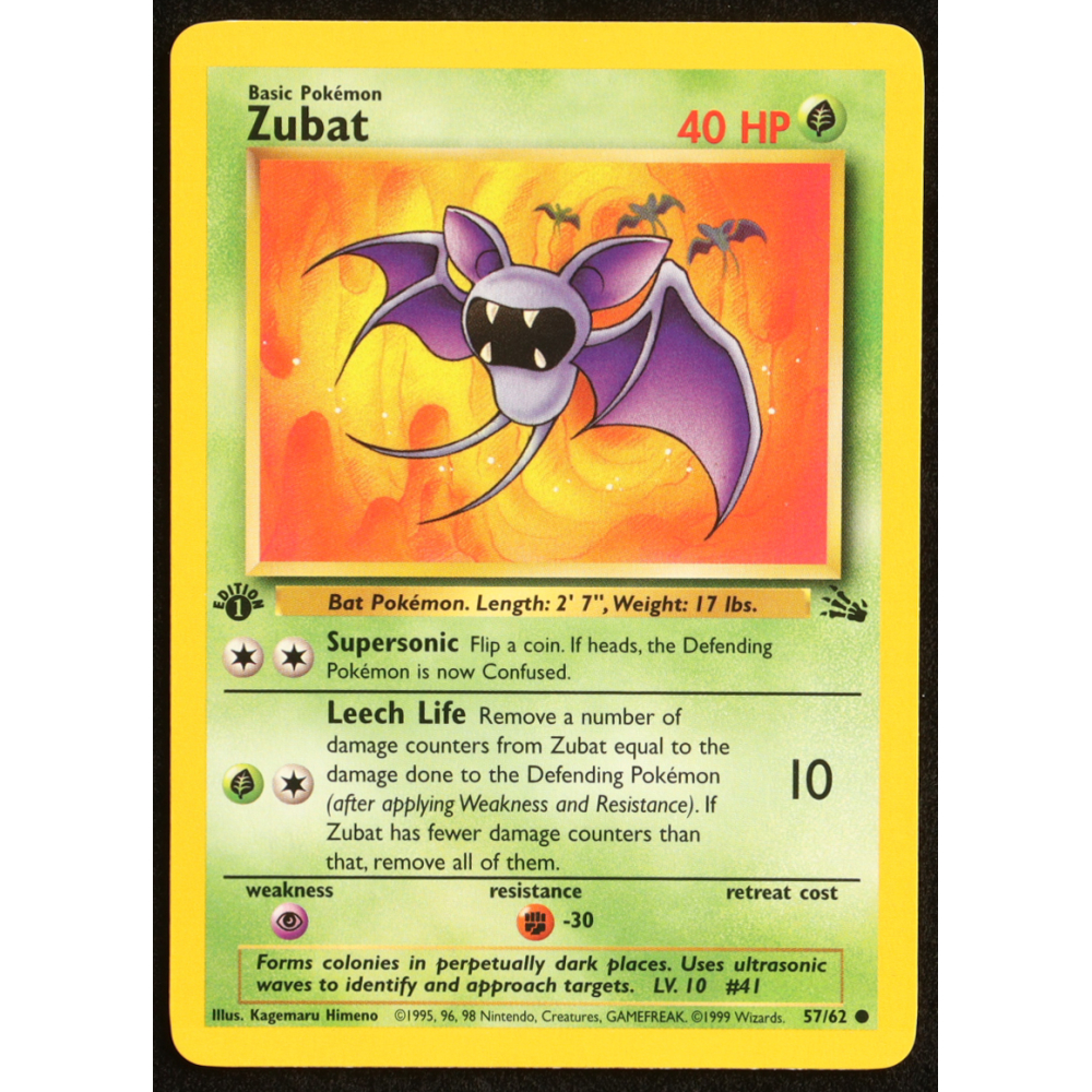 Zubat 1999 Pokemon Fossil 1st Edition #57 at PristineAuction.com