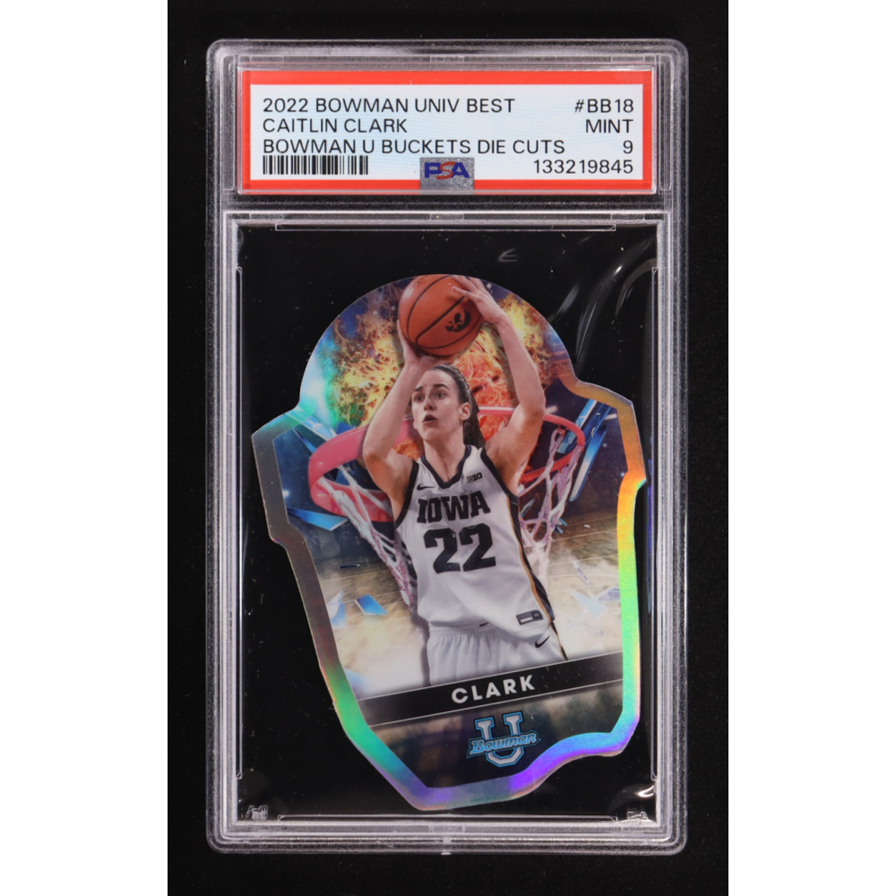 Caitlin Clark 2022-23 Bowman's Best University Bowman U Buckets Die Cut #BB18 (PSA 9) at PristineAuction.com