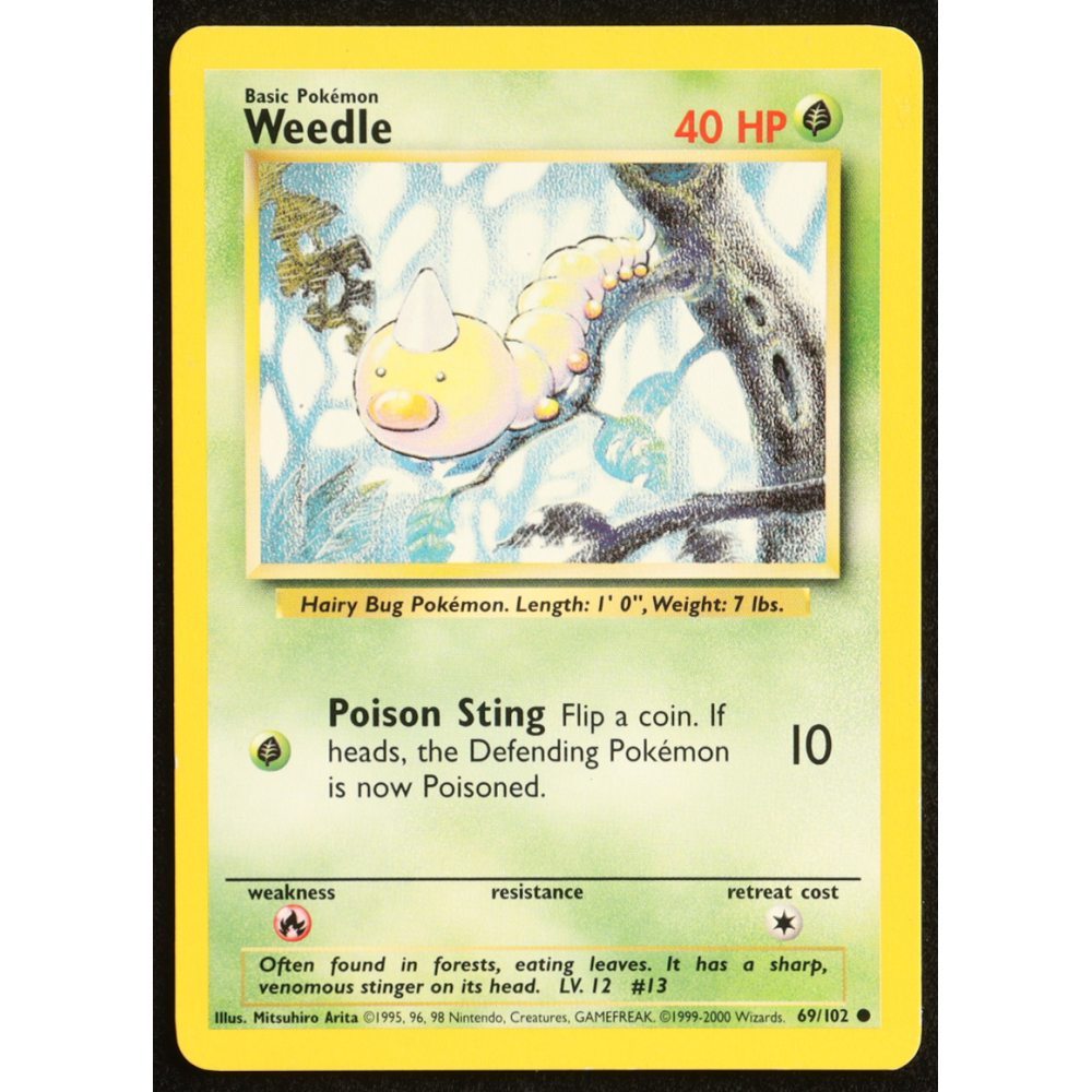 Weedle 1999 Pokemon Base Unlimited #69 at PristineAuction.com