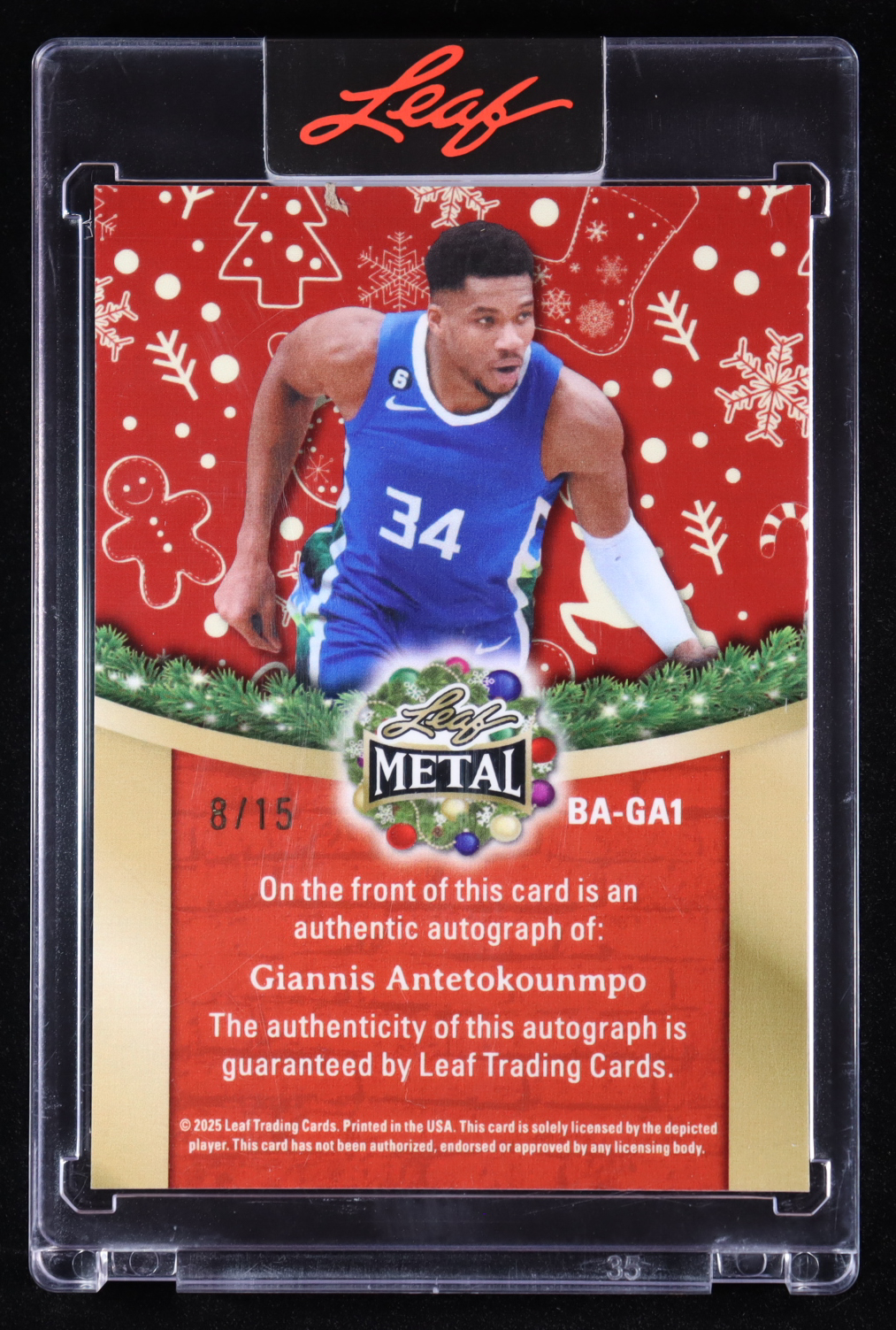 Giannis Antetokounmpo 2025 Leaf Metal Holiday Prismatic Candy Cane #BAGA1 #08/15 at PristineAuction.com Giannis Antetokounmpo 2025 Leaf Metal Holiday Prismatic Candy Cane #BAGA1 #08/15 at PristineAuction.com