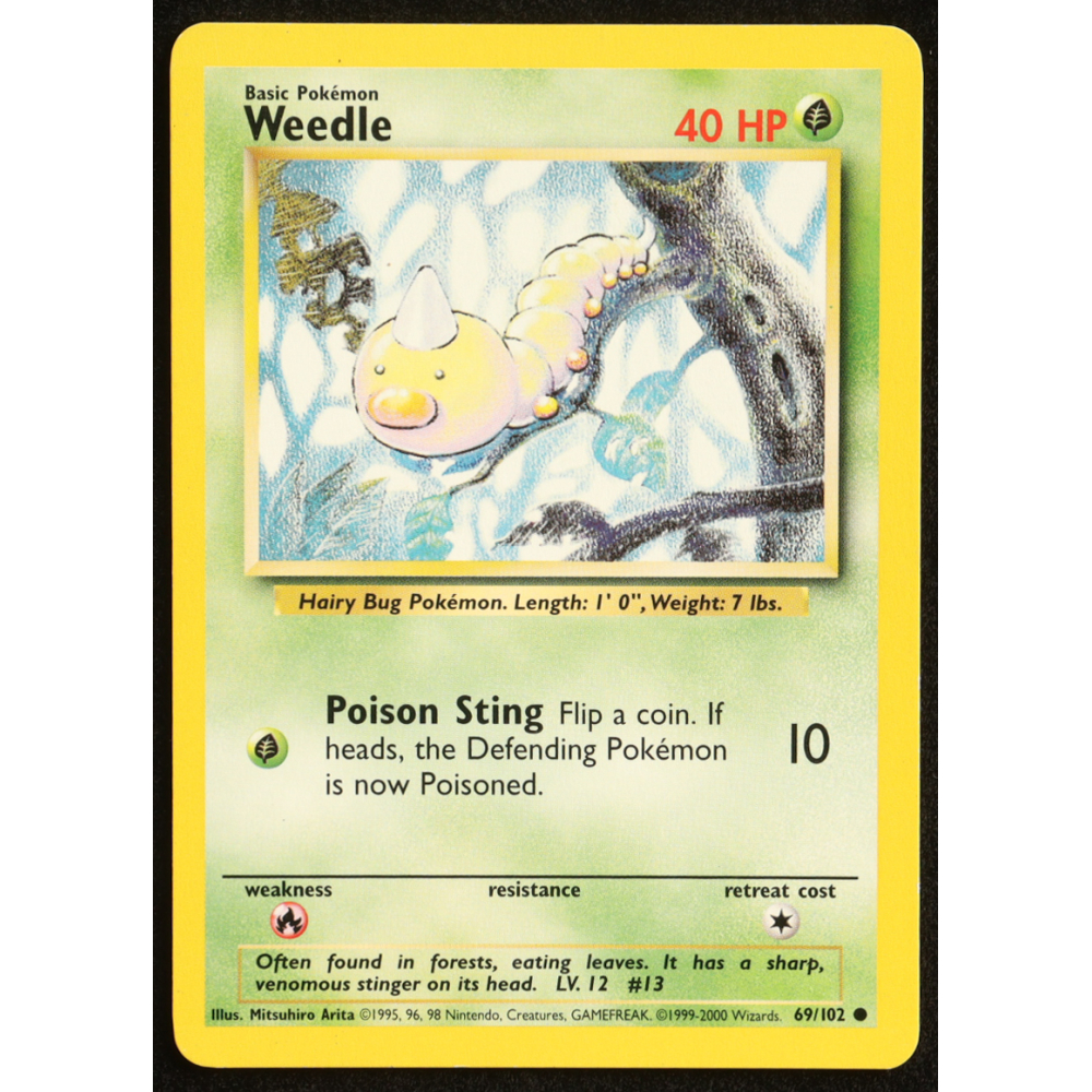 Weedle 1999 Pokemon Base Unlimited #69 at PristineAuction.com