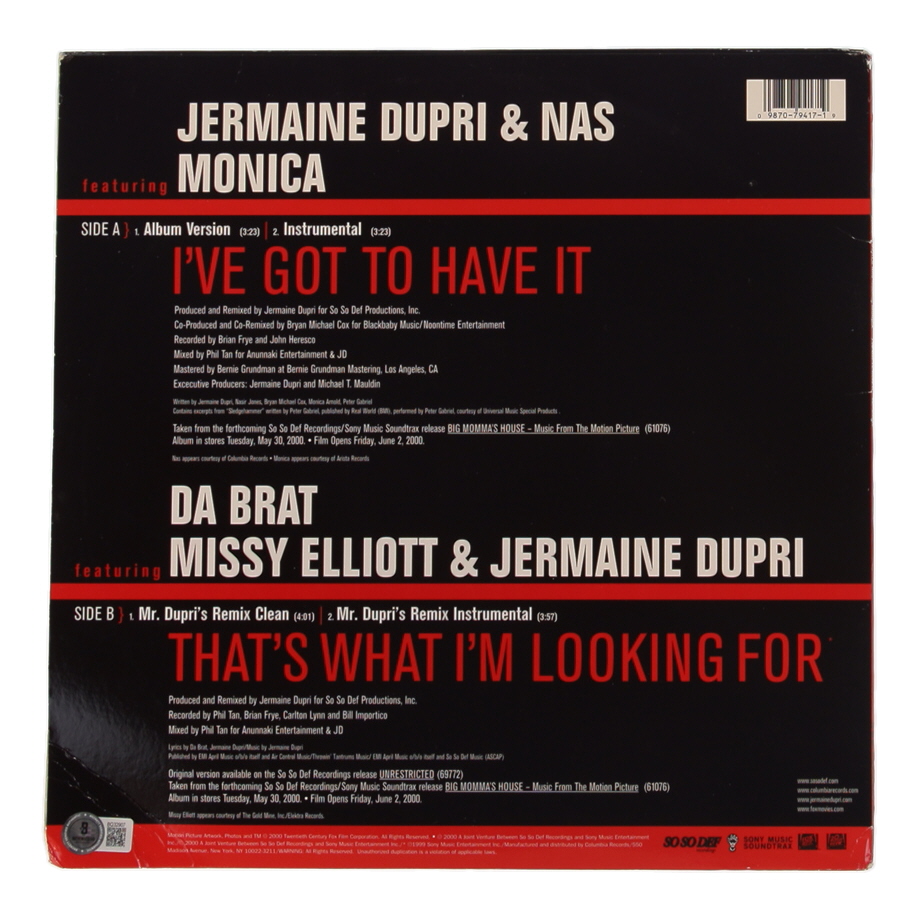 Jermaine Dupri Signed "Big Momma's House" Vinyl Record Album Cover with Vinyl Record (Beckett) at PristineAuction.com Jermaine Dupri Signed "Big Momma's House" Vinyl Record Album Cover with Vinyl Record (Beckett) at PristineAuction.com