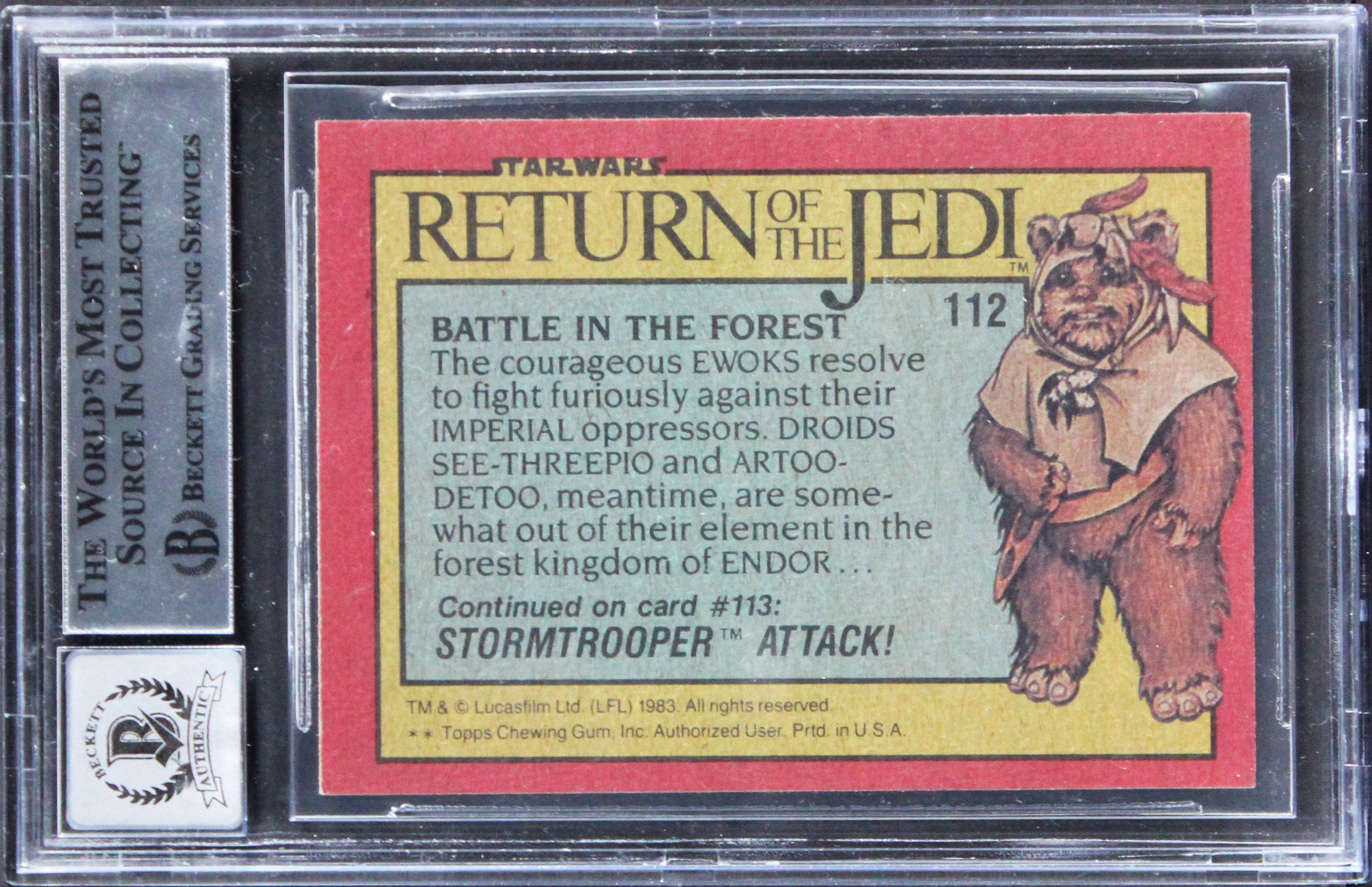 Randy Thom Signed 1983 Star Wars Return of the Jedi #112 (BGS | Auto 10) at PristineAuction.com Randy Thom Signed 1983 Star Wars Return of the Jedi #112 (BGS | Auto 10) at PristineAuction.com