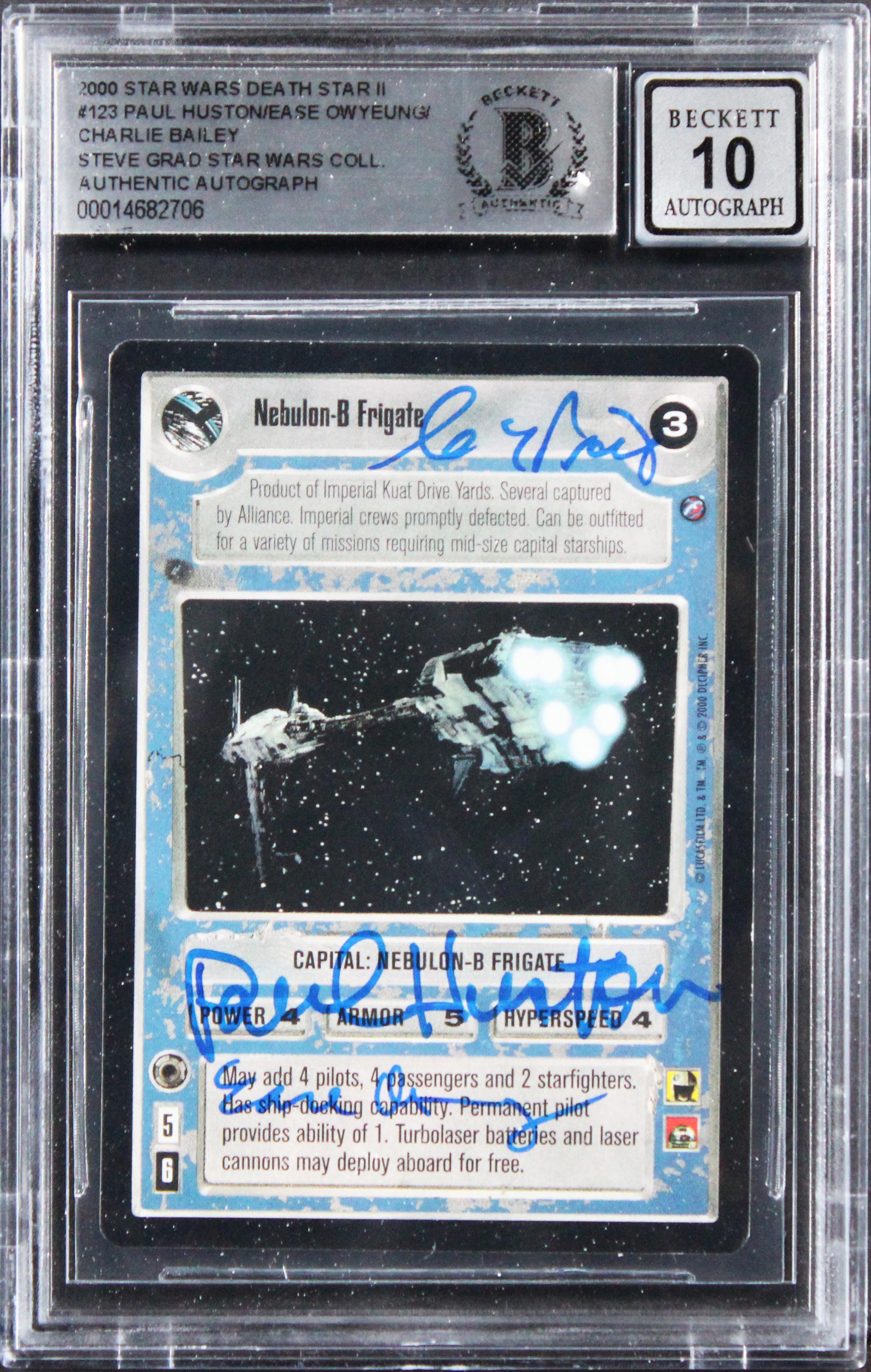 Paul Huston, Ease Owyeung & Charlie Bailey Signed 2000 Star Wars Death Star II #123 (BGS | Auto 10) at PristineAuction.com Paul Huston, Ease Owyeung & Charlie Bailey Signed 2000 Star Wars Death Star II #123 (BGS | Auto 10) at PristineAuction.com