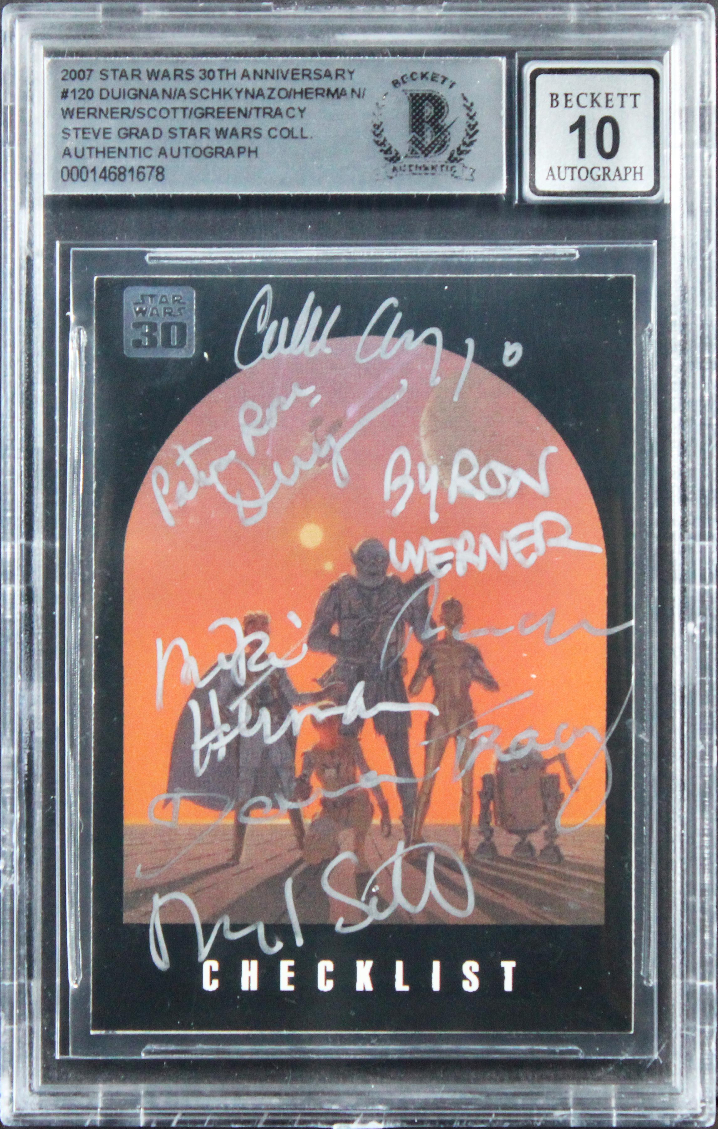 2007 Star Wars 30th Anniversary #120 Signed By (7) with Patricia Rose Duignan, Miki Herman, Byron Werner (BGS | Auto 10) at PristineAuction.com 2007 Star Wars 30th Anniversary #120 Signed By (7) with Patricia Rose Duignan, Miki Herman, Byron Werner (BGS | Auto 10) at PristineAuction.com