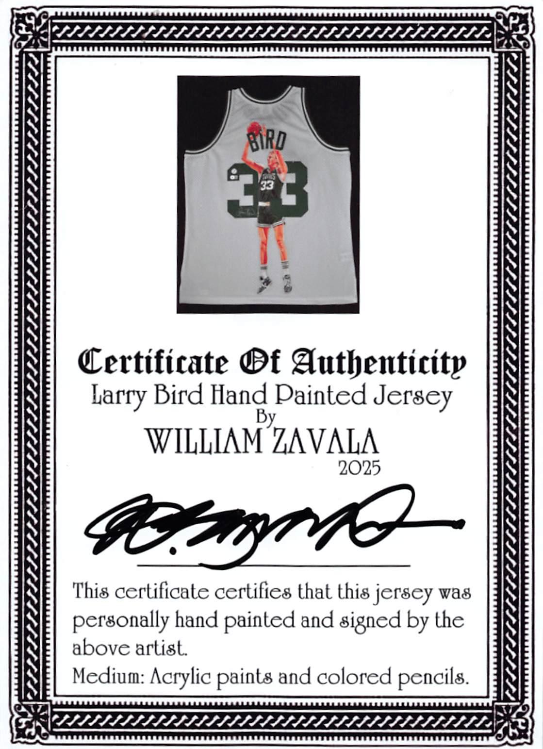 Larry Bird Signed LE Celtics Custom Framed Mitchell & Ness Authentic Jersey Hand-Painted By William Zavala (Beckett) at PristineAuction.com Larry Bird Signed LE Celtics Custom Framed Mitchell & Ness Authentic Jersey Hand-Painted By William Zavala (Beckett) at PristineAuction.com
