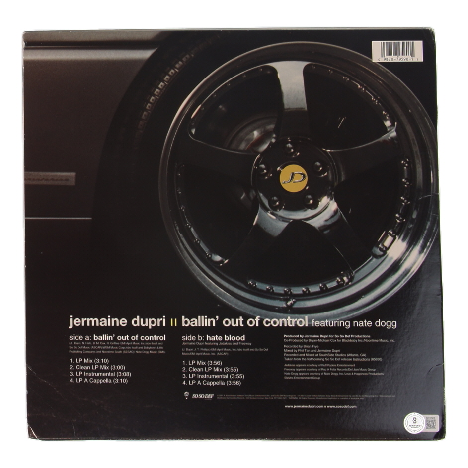 Jermaine Dupri Signed "Ballin' Out of Control" Vinyl Record Album Cover with Vinyl Record (Beckett) at PristineAuction.com Jermaine Dupri Signed "Ballin' Out of Control" Vinyl Record Album Cover with Vinyl Record (Beckett) at PristineAuction.com