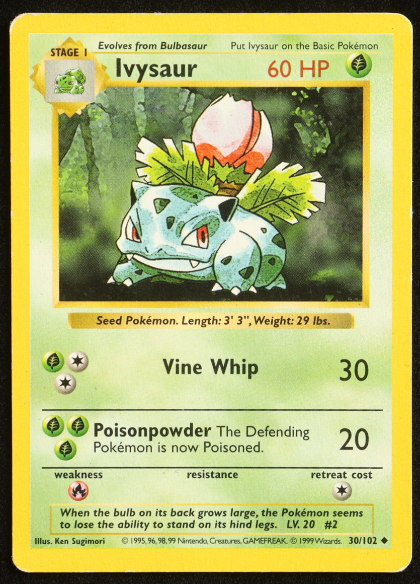 Ivysaur 1999 Pokemon Base Unlimited #30 at PristineAuction.com Ivysaur 1999 Pokemon Base Unlimited #30 at PristineAuction.com