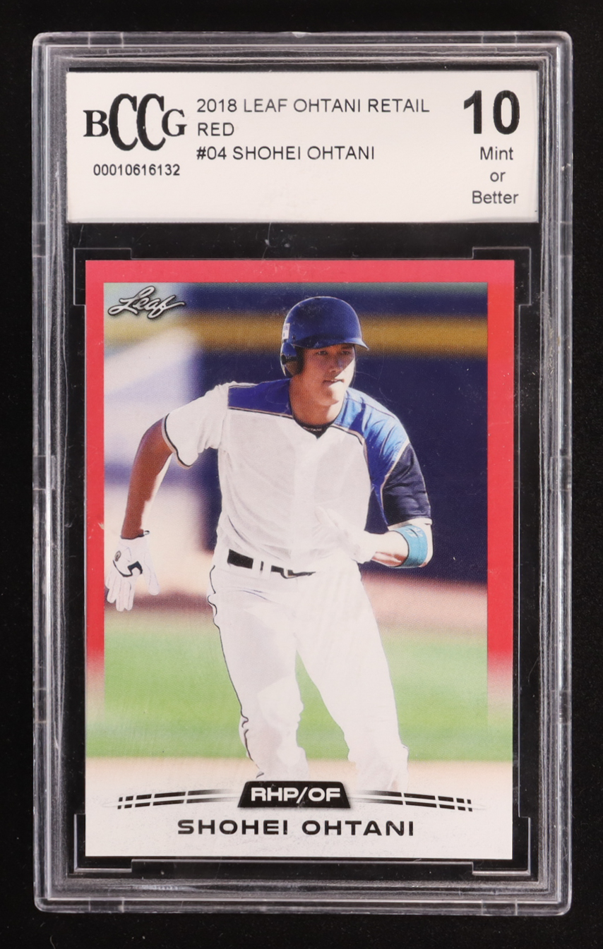 Shohei Ohtani 2018 Leaf Ohtani Retail Red #04 RC (BCCG 10) at PristineAuction.com Shohei Ohtani 2018 Leaf Ohtani Retail Red #04 RC (BCCG 10) at PristineAuction.com