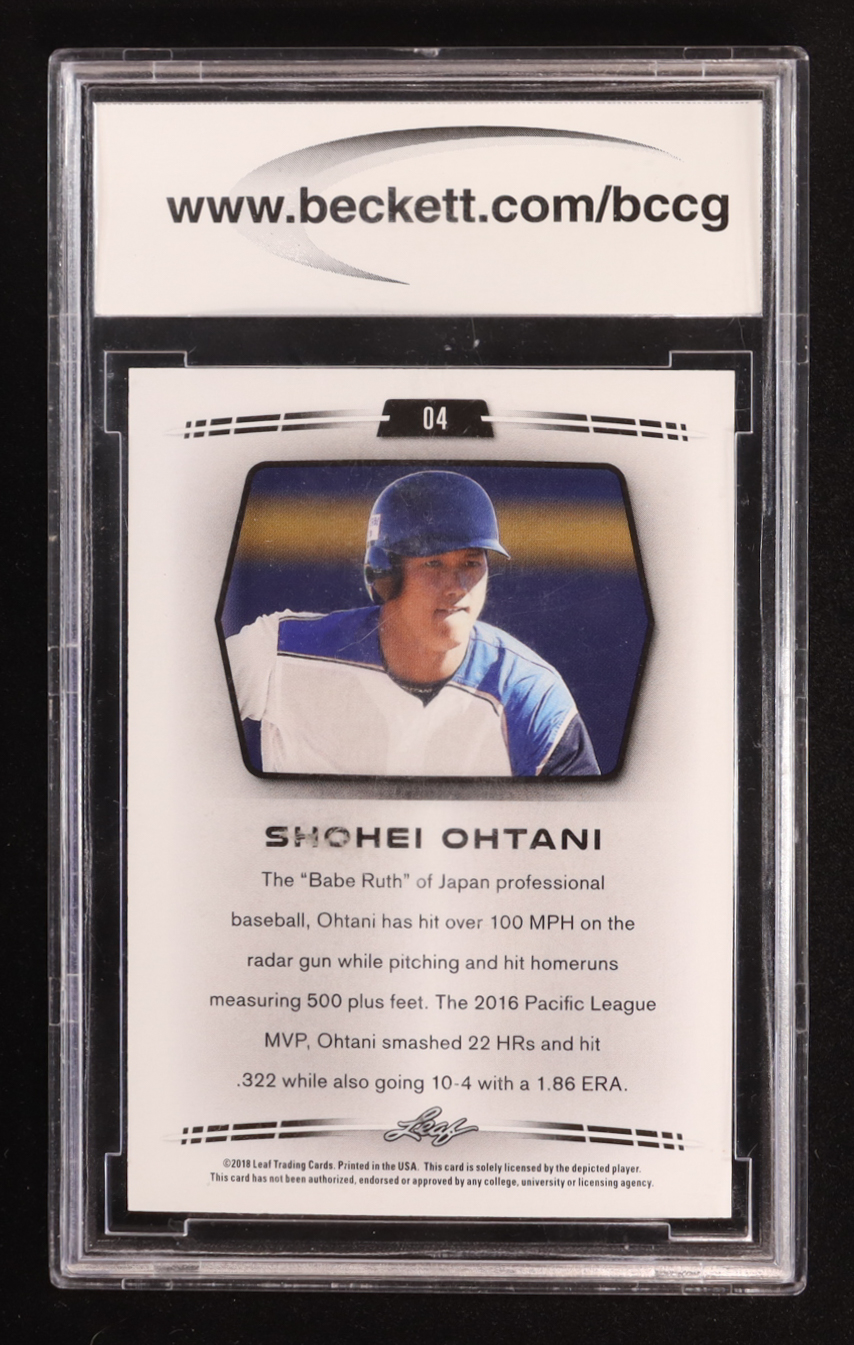 Shohei Ohtani 2018 Leaf Ohtani Retail Red #04 RC (BCCG 10) at PristineAuction.com Shohei Ohtani 2018 Leaf Ohtani Retail Red #04 RC (BCCG 10) at PristineAuction.com