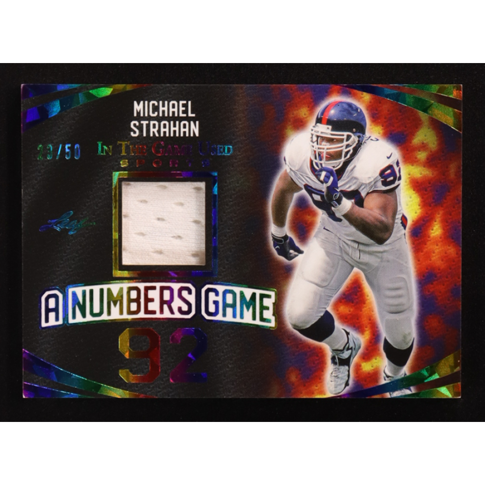Michael Strahan 2024 Leaf ITG Used Sports A Numbers Game Rainbow Foil Jersey Relic #ANG33 #23/50 at PristineAuction.com