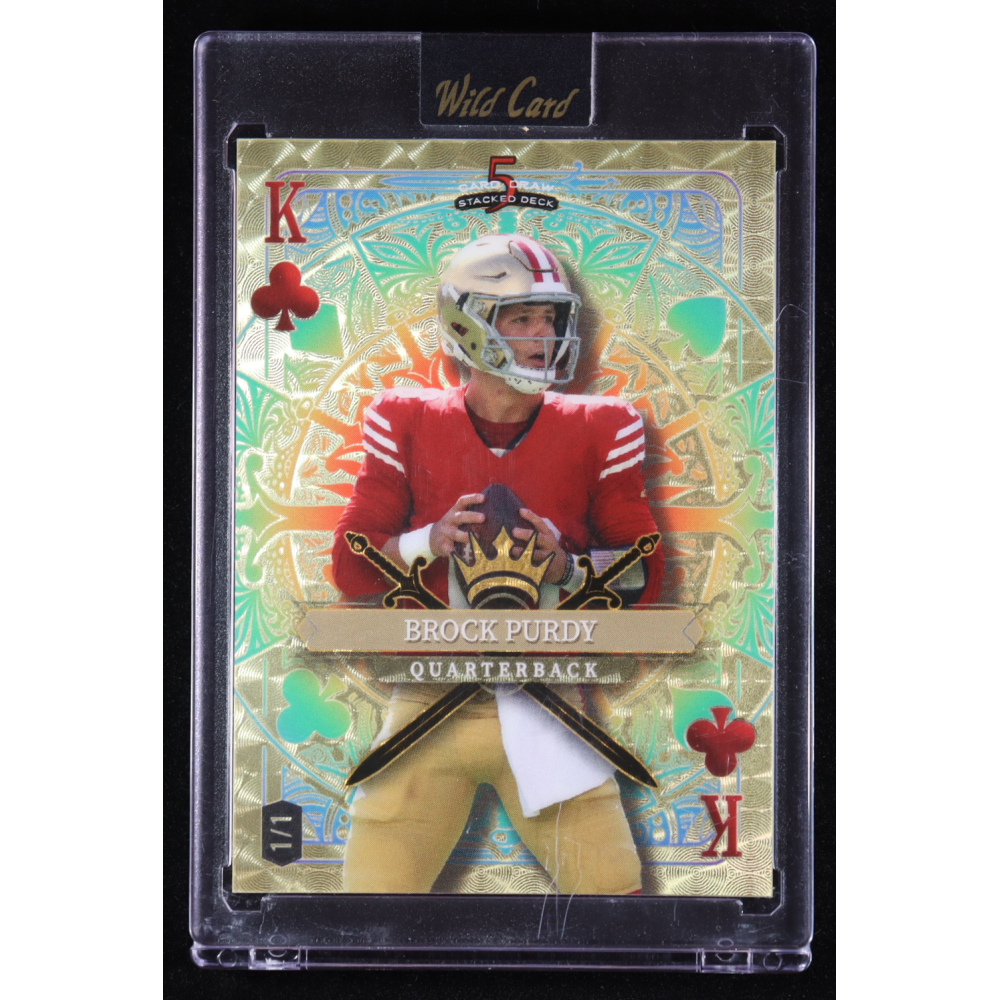 Brock Purdy 2024 Wild Card 5 Card Draw King of Clubs Super Prismatic Gold #BPN #1/1 at PristineAuction.com