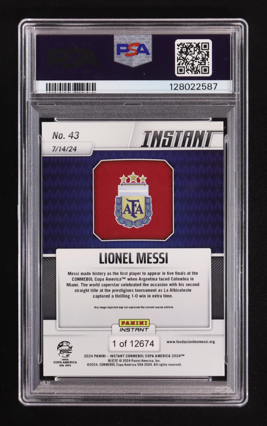 Lionel Messi 2024 Panini Instant Copa America #43 (PSA 10) at PristineAuction.com Lionel Messi 2024 Panini Instant Copa America #43 (PSA 10) at PristineAuction.com