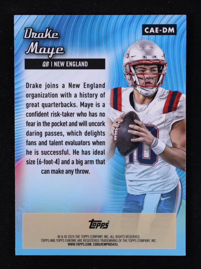 Drake Maye 2024 Topps Chrome All Etch #CAEDM RC at PristineAuction.com Drake Maye 2024 Topps Chrome All Etch #CAEDM RC at PristineAuction.com