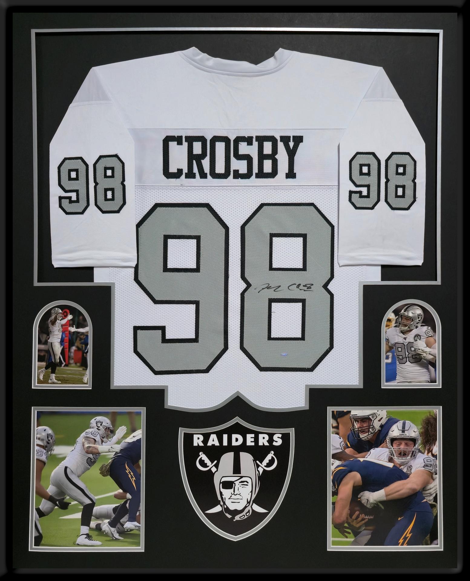 Maxx Crosby Signed Custom Framed Jersey Display (OKAuthentics) at PristineAuction.com Maxx Crosby Signed Custom Framed Jersey Display (OKAuthentics) at PristineAuction.com