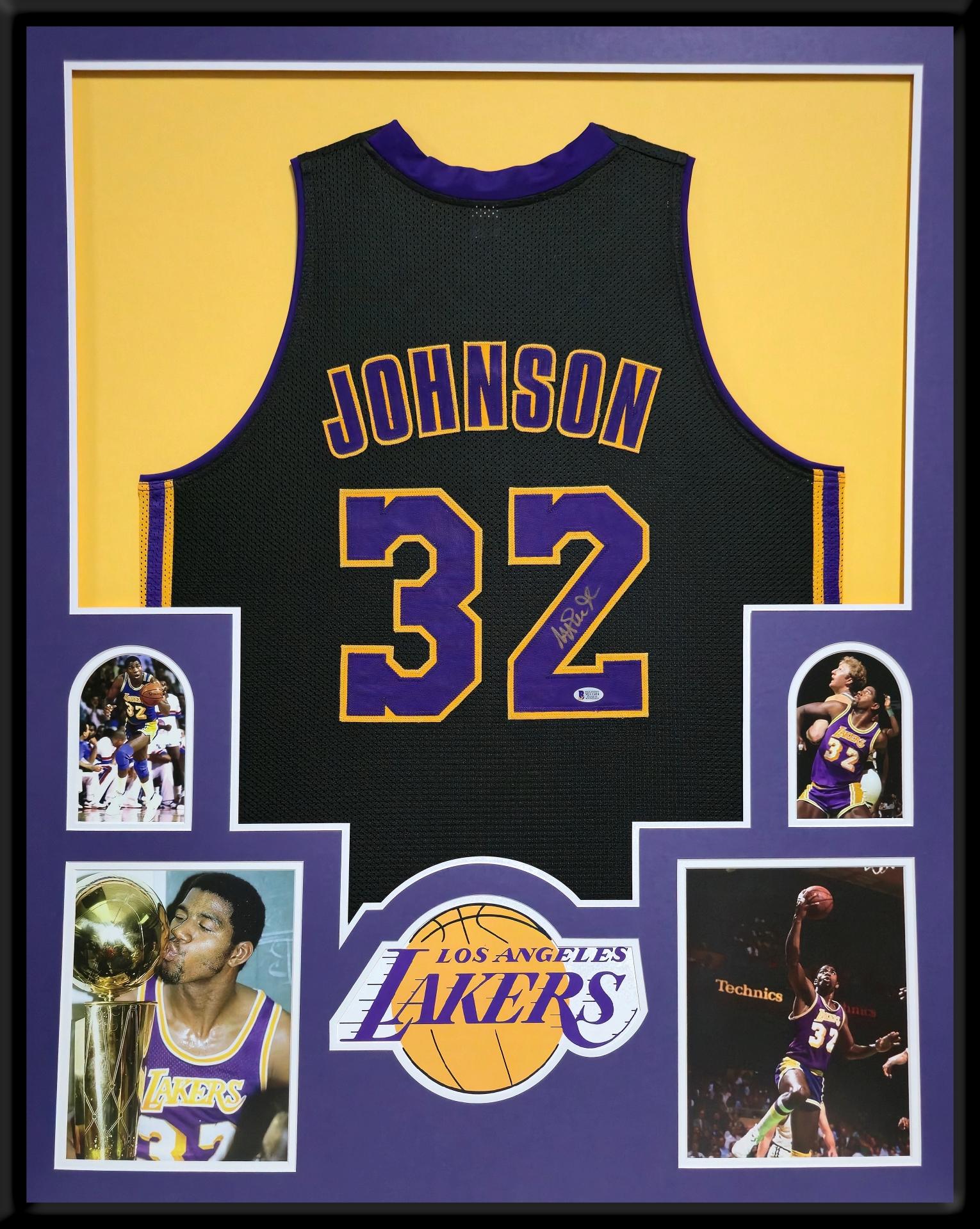 Magic Johnson Signed Custom Framed Jersey Display (Beckett) at PristineAuction.com Magic Johnson Signed Custom Framed Jersey Display (Beckett) at PristineAuction.com