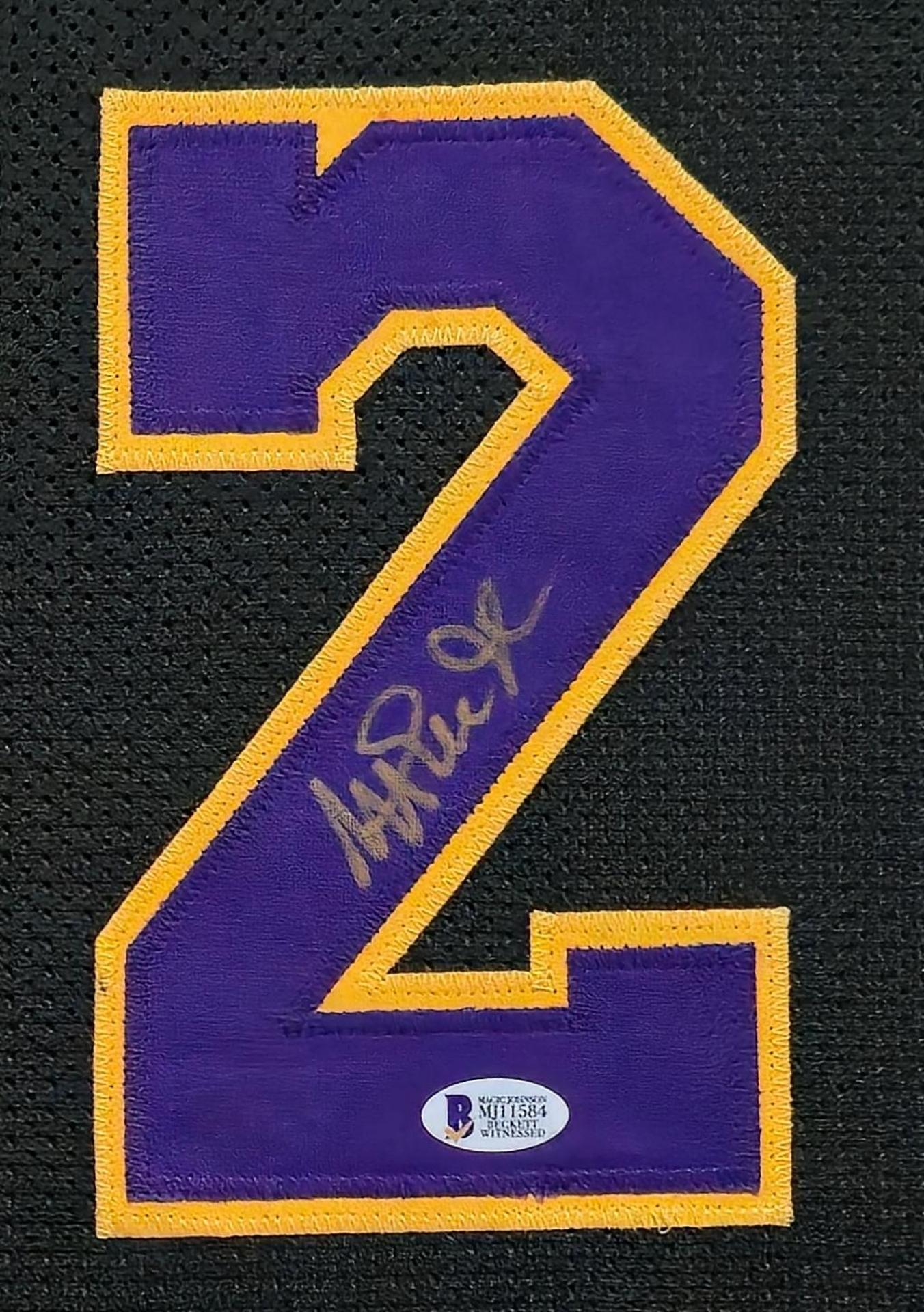 Magic Johnson Signed Custom Framed Jersey Display (Beckett) at PristineAuction.com Magic Johnson Signed Custom Framed Jersey Display (Beckett) at PristineAuction.com