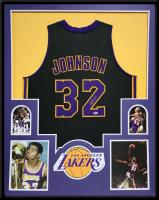 Magic Johnson Signed Custom Framed Jersey Display (Beckett) at PristineAuction.com