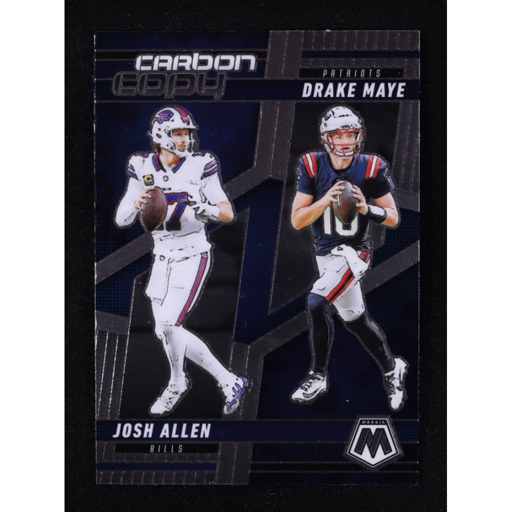 Drake Maye / Josh Allen 2025 Panini Mosaic Carbon Copy #14 at PristineAuction.com