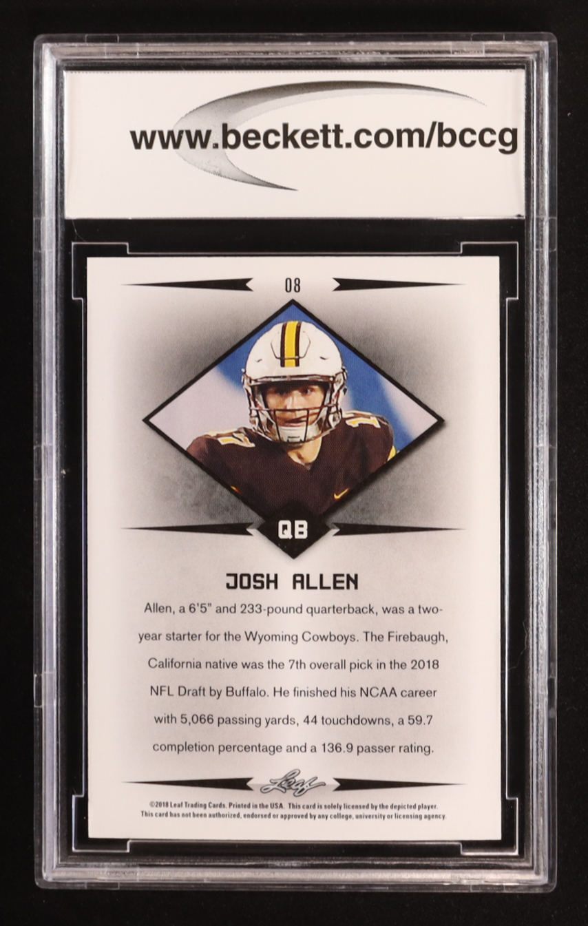 Josh Allen 2018 Leaf Rookie Star #08 RC (BCCG 10) at PristineAuction.com Josh Allen 2018 Leaf Rookie Star #08 RC (BCCG 10) at PristineAuction.com