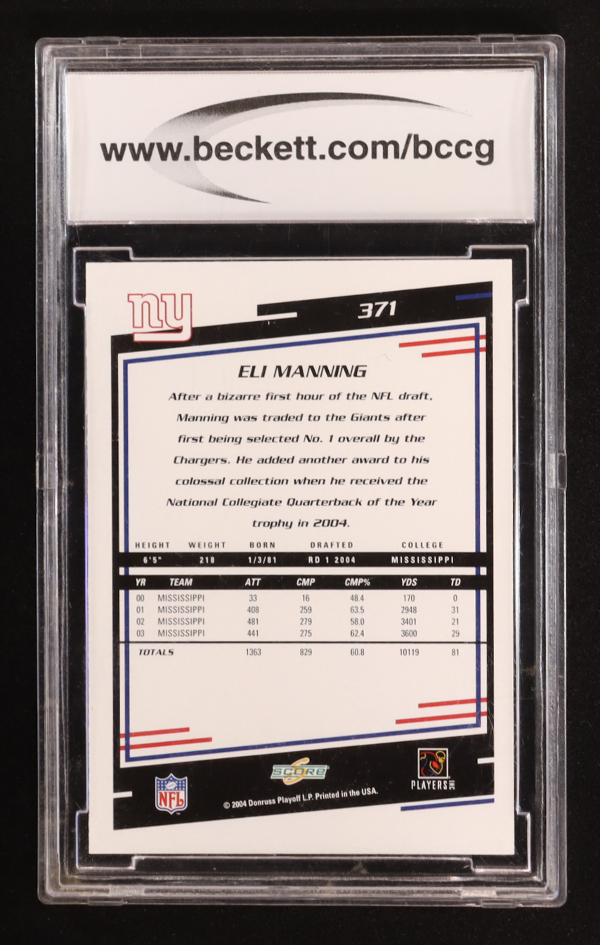 Eli Manning 2004 Score #371 RC (BCCG 10) at PristineAuction.com Eli Manning 2004 Score #371 RC (BCCG 10) at PristineAuction.com