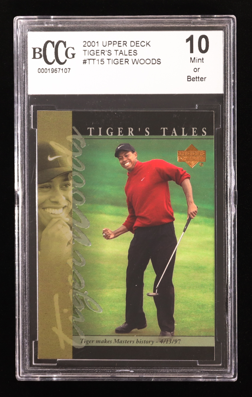 Tiger Woods 2001 Upper Deck Tiger's Tales #TT15 RC (BCCG 10) at PristineAuction.com Tiger Woods 2001 Upper Deck Tiger's Tales #TT15 RC (BCCG 10) at PristineAuction.com