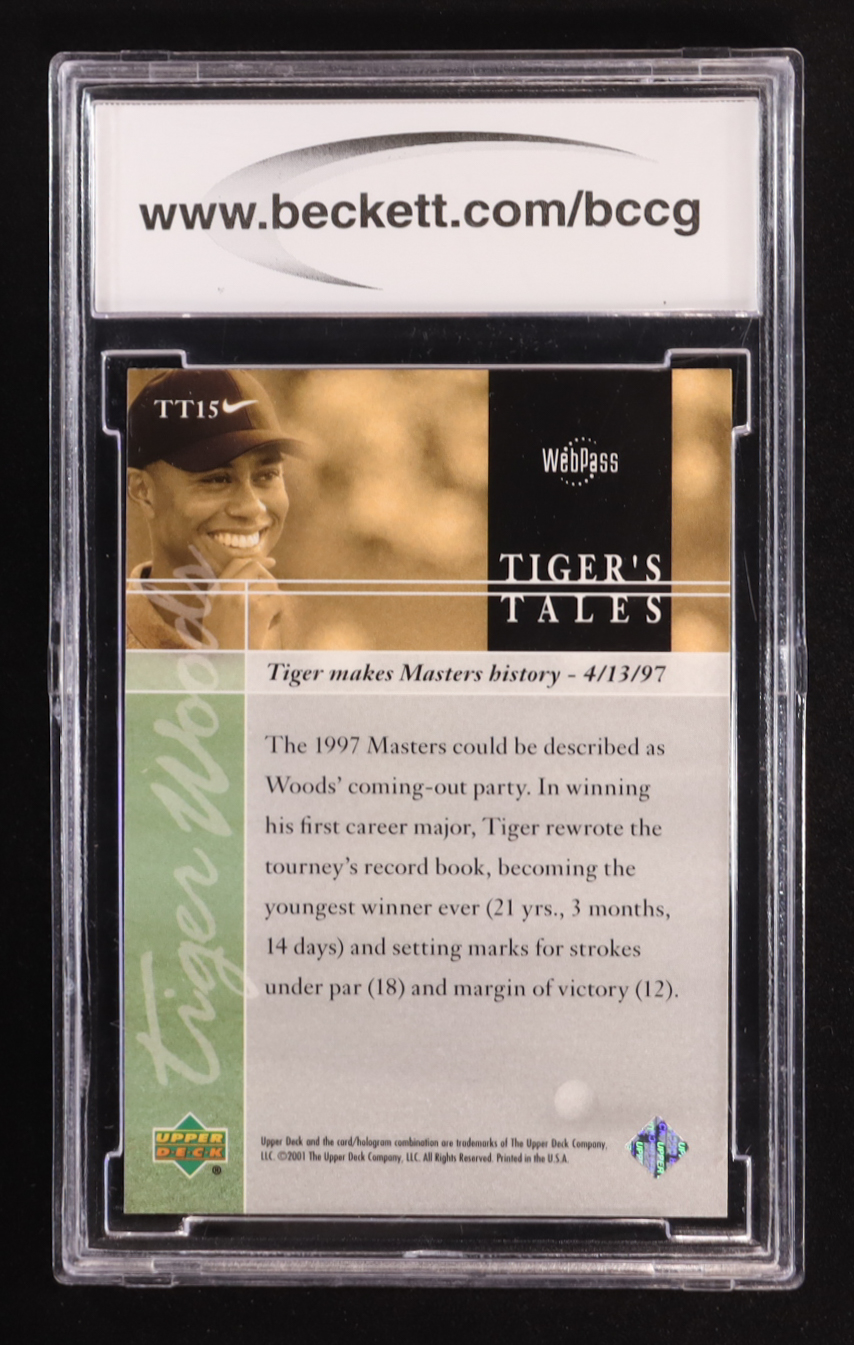 Tiger Woods 2001 Upper Deck Tiger's Tales #TT15 RC (BCCG 10) at PristineAuction.com Tiger Woods 2001 Upper Deck Tiger's Tales #TT15 RC (BCCG 10) at PristineAuction.com