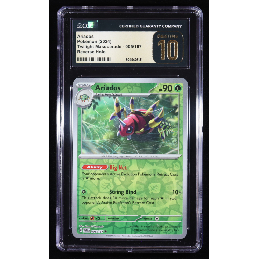 Ariados 2024 Pokemon TCG Scarlet & Violet Twilight Masquerade #005 REVERSE HOLO (CGC Pristine 10) at PristineAuction.com