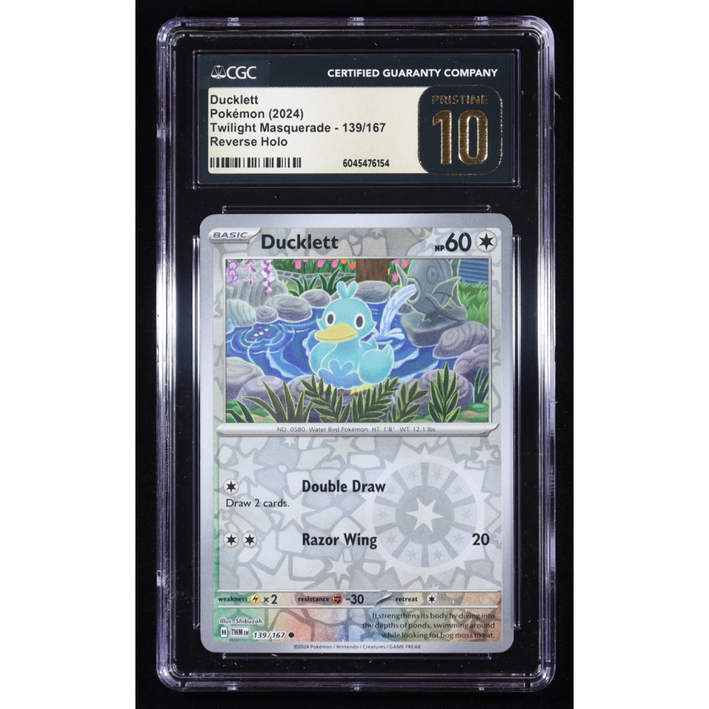 Ducklett 2024 Pokemon TCG Scarlet & Violet Twilight Masquerade #139 REVERSE HOLO (CGC Pristine 10) at PristineAuction.com