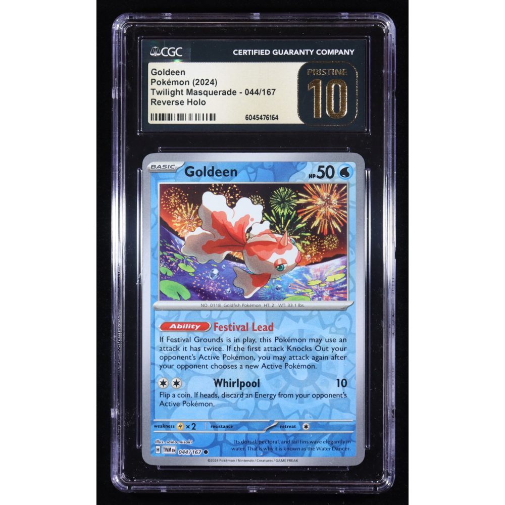 Goldeen 2024 Pokemon TCG Scarlet & Violet Twilight Masquerade #044 REVERSE HOLO (CGC Pristine 10) at PristineAuction.com