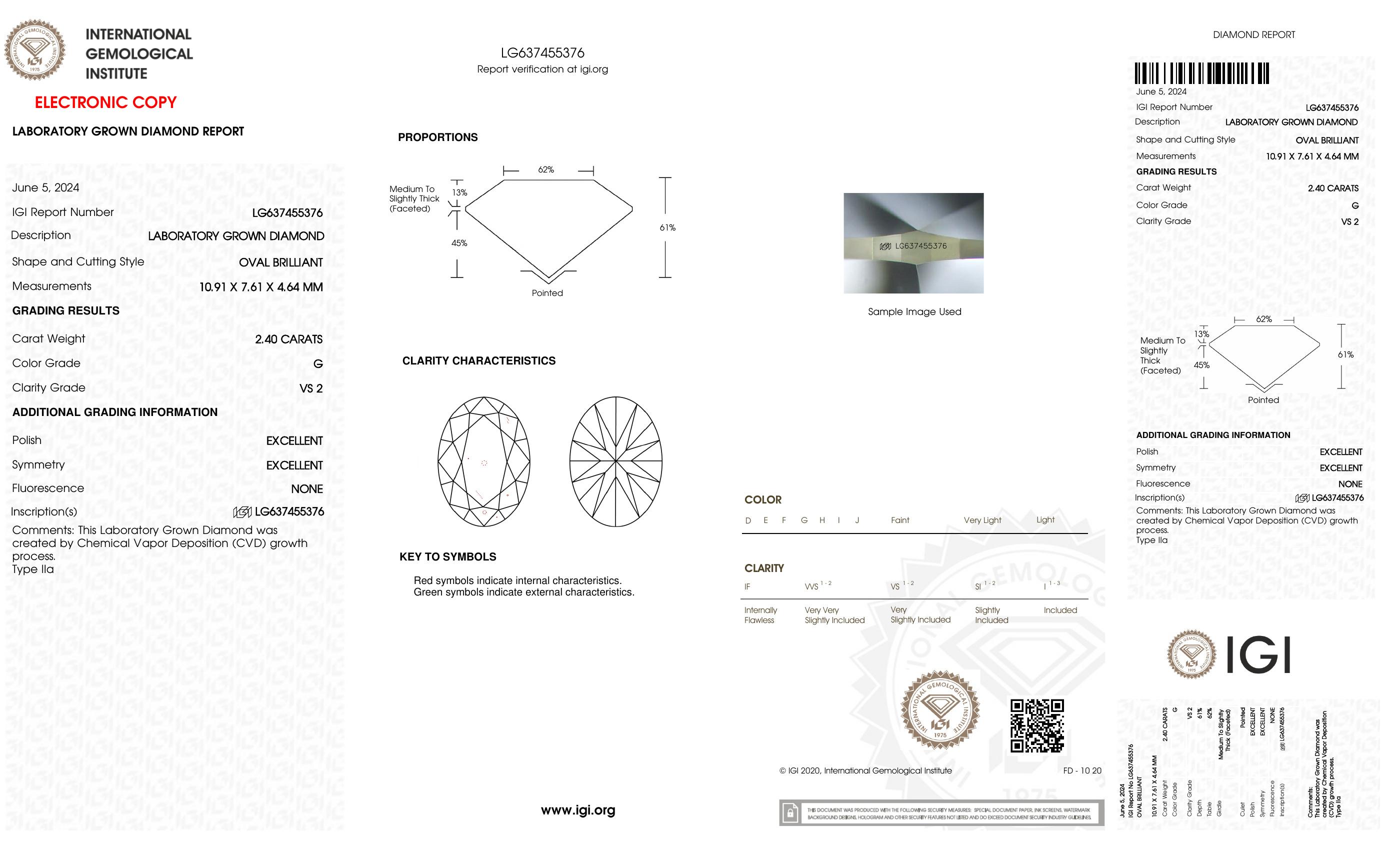 2.40 Carats Lab Grown Diamond Loose G, VS2 | $3,500 Estimated Retail Value (UGL & IGI Certs) | Oval Brilliant Cut at PristineAuction.com 2.40 Carats Lab Grown Diamond Loose G, VS2 | $3,500 Estimated Retail Value (UGL & IGI Certs) | Oval Brilliant Cut at PristineAuction.com