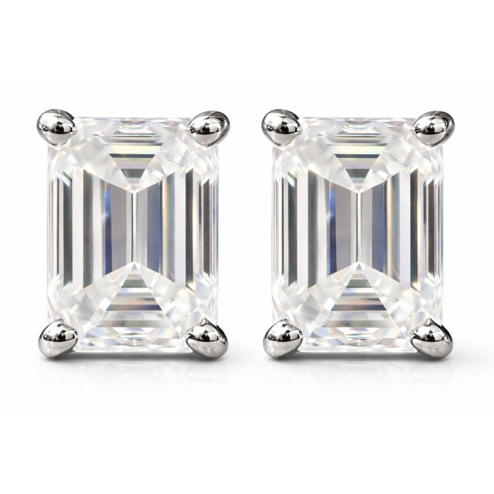 2.02 Carats Lab Grown Diamond Stud Earrings D, VVS2 | $3,600 Estimated Retail Value (UGL & IGI Certs) | Emerald Cut| Brand New at PristineAuction.com