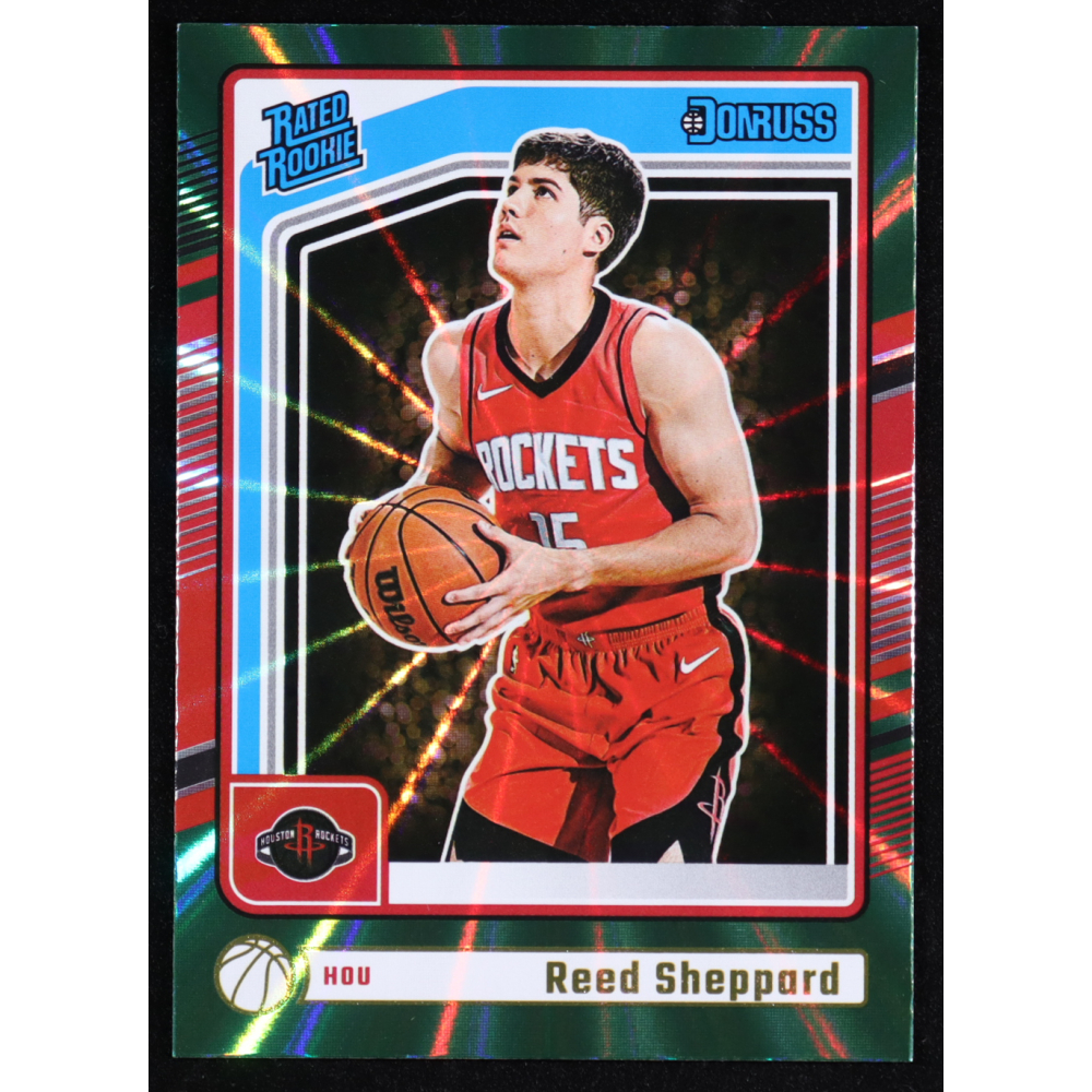 Reed Sheppard 2024-25 Donruss Holo Green Laser #202 RR RC at PristineAuction.com