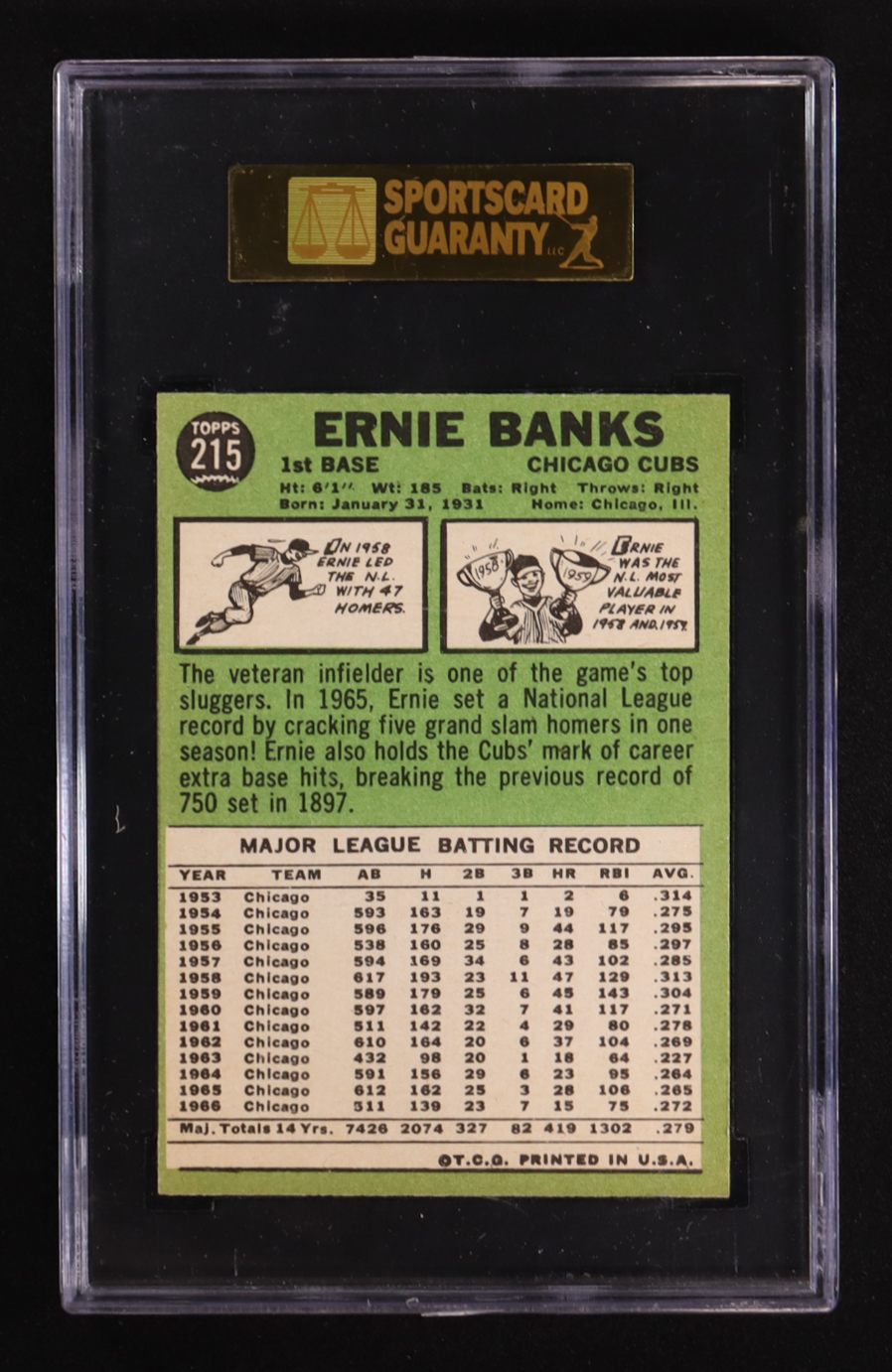 Ernie Banks 1967 Topps #215 (SGC 8) at PristineAuction.com Ernie Banks 1967 Topps #215 (SGC 8) at PristineAuction.com