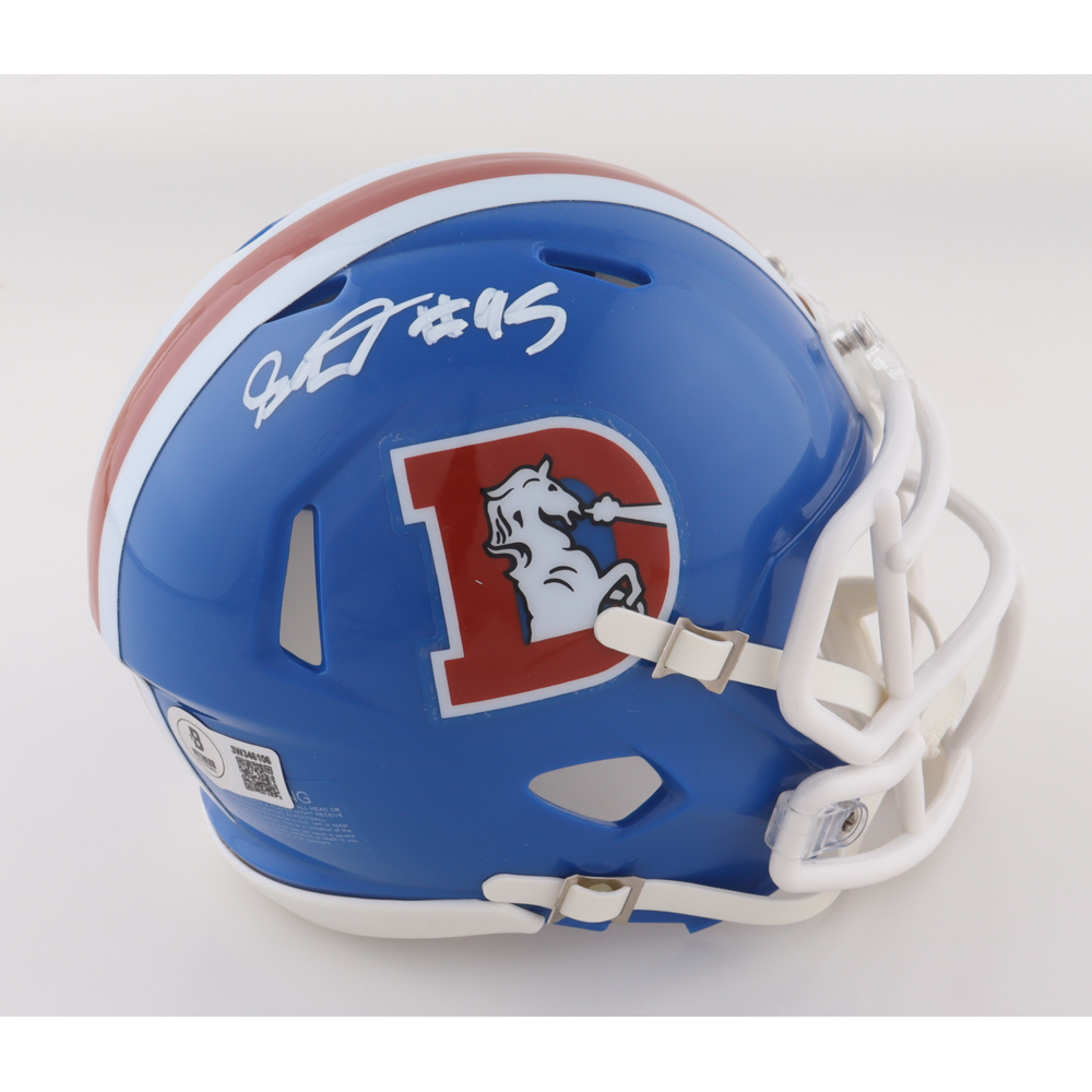 Sai'vion Jones Signed Broncos Throwback Speed Mini Helmet (Beckett) at PristineAuction.com