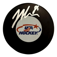 Jack Hughes Signed USA Hockey Logo Puck (Beckett) at PristineAuction.com