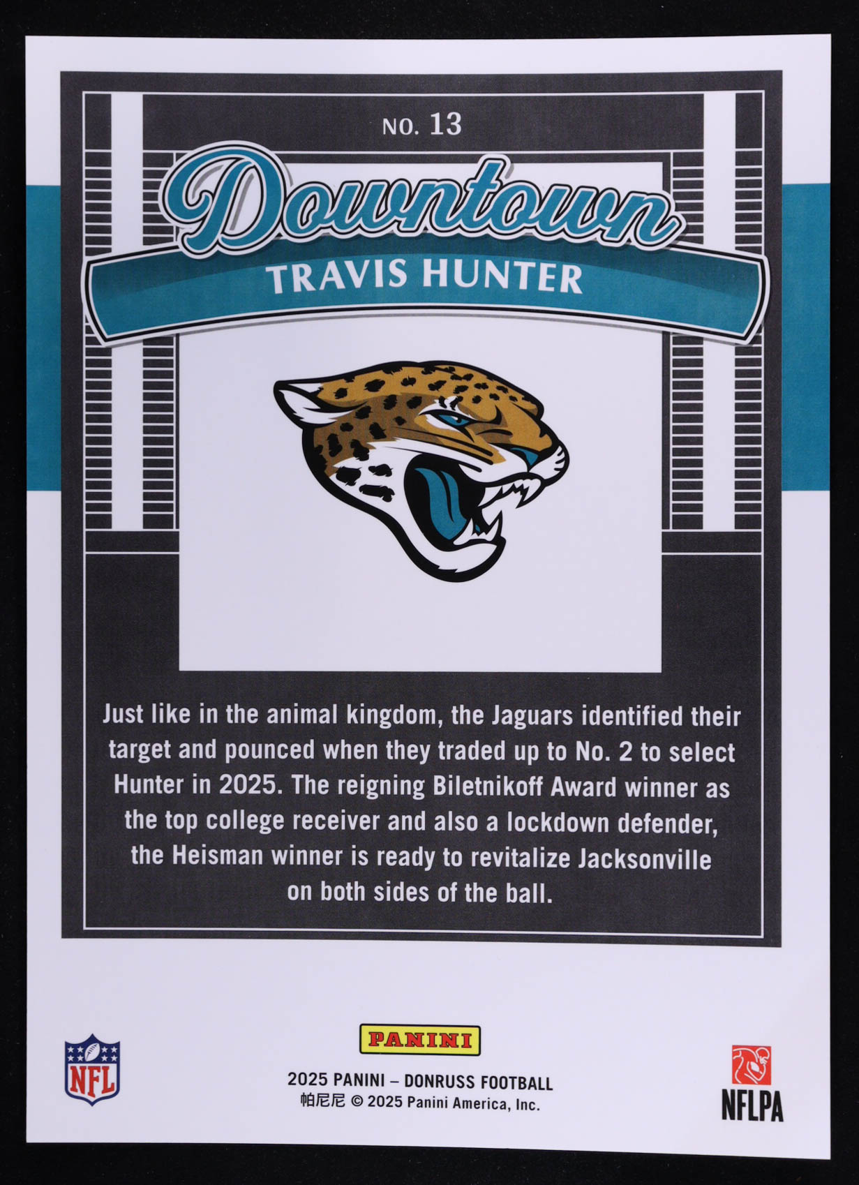Travis Hunter 2025 Donruss Downtown! Oversize #13 RC at PristineAuction.com Travis Hunter 2025 Donruss Downtown! Oversize #13 RC at PristineAuction.com