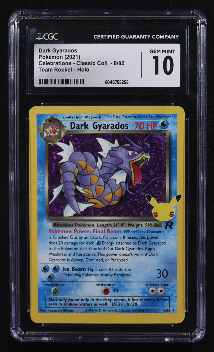 Dark Gyarados 2021 Pokemon TCG Sword & Shield Celebrations #8 Textured Confetti Holo (CGC 10) at PristineAuction.com Dark Gyarados 2021 Pokemon TCG Sword & Shield Celebrations #8 Textured Confetti Holo (CGC 10) at PristineAuction.com