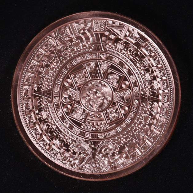 Aztec Calendar 5 Ounce .999 Fine Copper Bullion Round at PristineAuction.com Aztec Calendar 5 Ounce .999 Fine Copper Bullion Round at PristineAuction.com