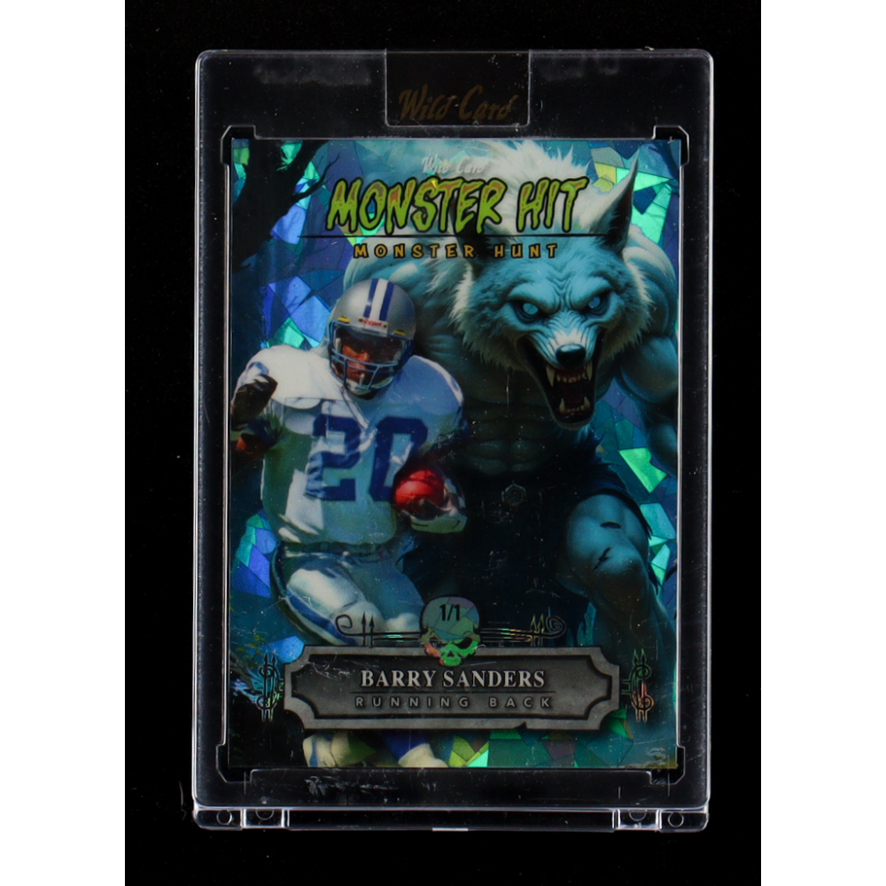 Barry Sanders 2025 Wild Card Haunted Hits Monster Hunt Werewolf Blue Ice #MHWW-BS #1/1 at PristineAuction.com