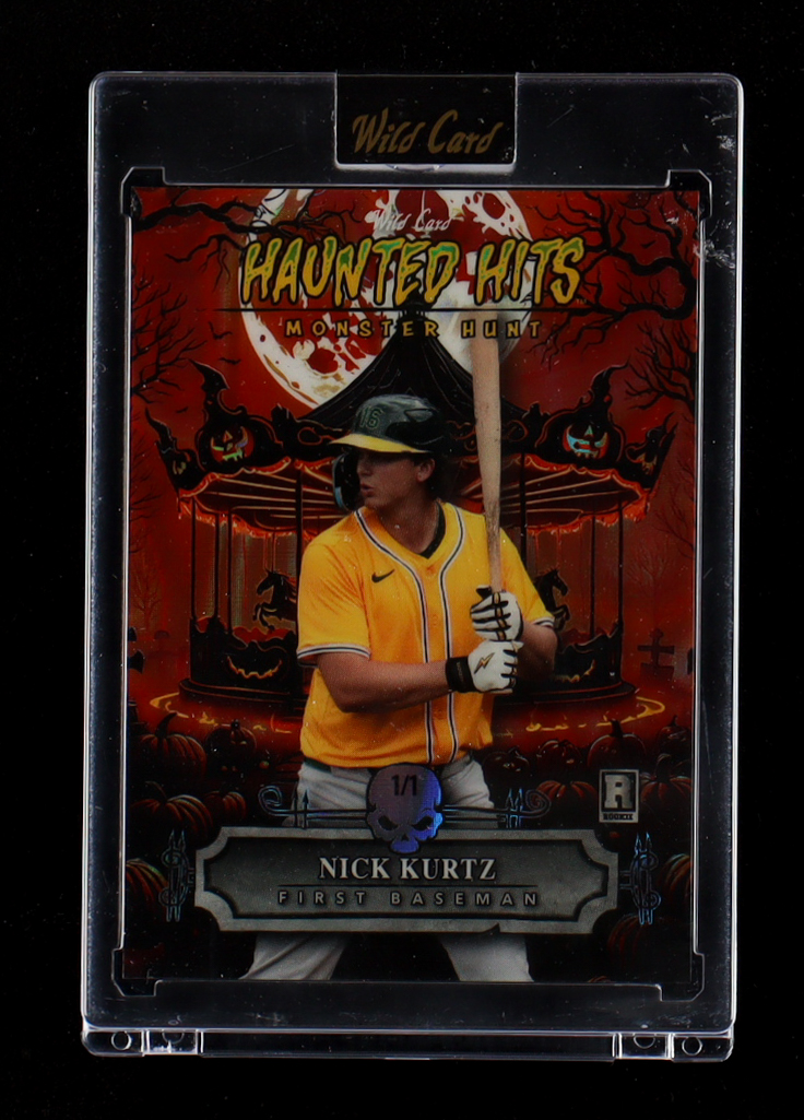 Nick Kurtz 2025 Wild Card Haunted Hits Monster Hunt Carousel Orange #HHCA-NK #1/1 RC at PristineAuction.com Nick Kurtz 2025 Wild Card Haunted Hits Monster Hunt Carousel Orange #HHCA-NK #1/1 RC at PristineAuction.com