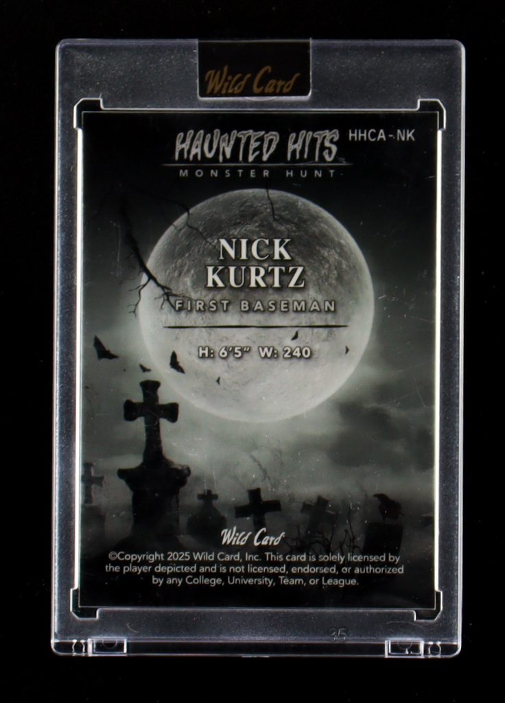 Nick Kurtz 2025 Wild Card Haunted Hits Monster Hunt Carousel Orange #HHCA-NK #1/1 RC at PristineAuction.com Nick Kurtz 2025 Wild Card Haunted Hits Monster Hunt Carousel Orange #HHCA-NK #1/1 RC at PristineAuction.com