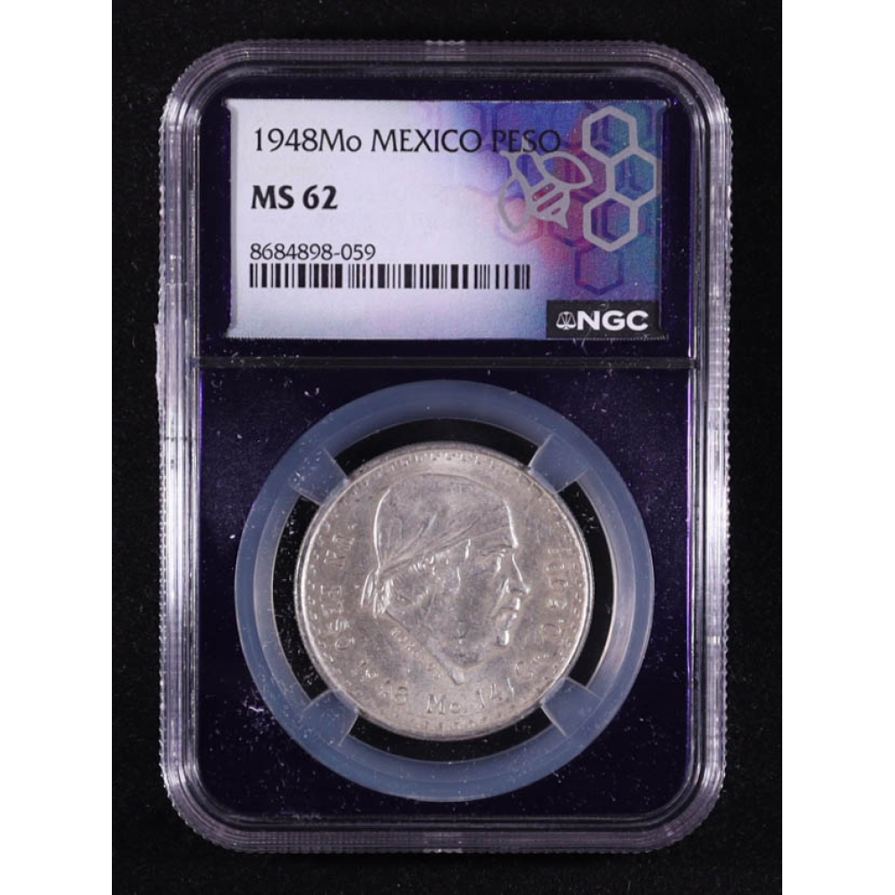 1948-Mo Mexico Peso .500 Fine Silver Coin (NGC MS62) at PristineAuction.com