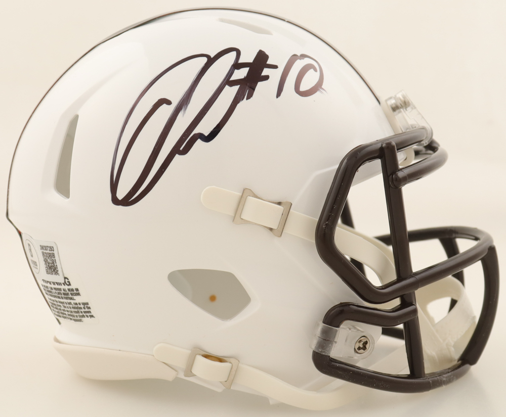 Quinshon Judkins Signed Browns Alternate Speed Mini Helmet (Beckett) at PristineAuction.com Quinshon Judkins Signed Browns Alternate Speed Mini Helmet (Beckett) at PristineAuction.com