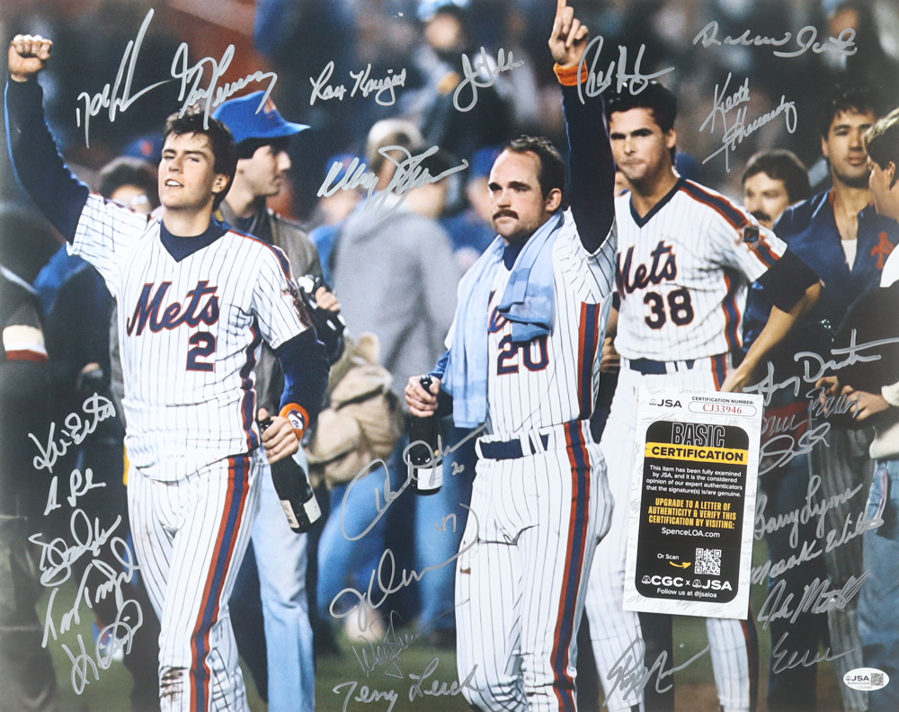 1986 Mets 16x20 Photo Signed by (25) with Dwight "Doc" Gooden, Darryl Strawberry, Ray Knight, Sid Fernandez (JSA) at PristineAuction.com 1986 Mets 16x20 Photo Signed by (25) with Dwight "Doc" Gooden, Darryl Strawberry, Ray Knight, Sid Fernandez (JSA) at PristineAuction.com