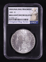 1885 Morgan Silver $1 Dollar - Original Bag Fragment Relic (NGC BRILLIANT UNCIRCULATED) at PristineAuction.com