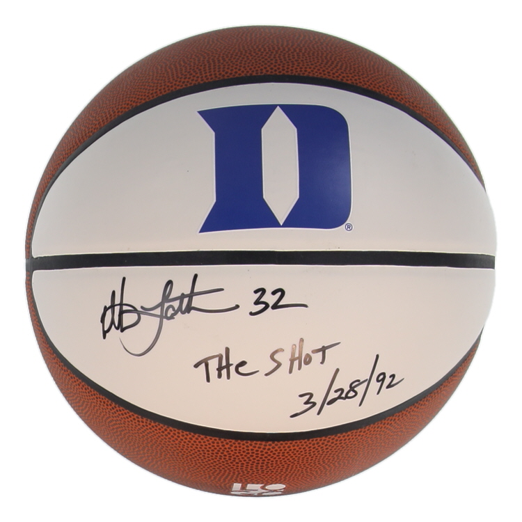 Christian Laettner Signed Duke Blue Devils Logo Basketball Inscribed "The Shot 3/28/92" (Schwartz) at PristineAuction.com Christian Laettner Signed Duke Blue Devils Logo Basketball Inscribed "The Shot 3/28/92" (Schwartz) at PristineAuction.com