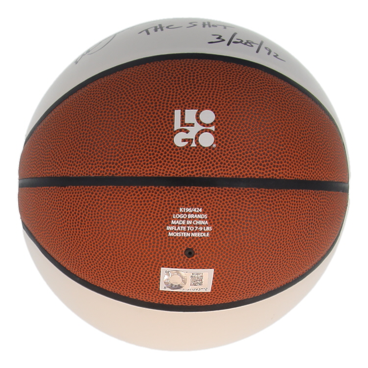 Christian Laettner Signed Duke Blue Devils Logo Basketball Inscribed "The Shot 3/28/92" (Schwartz) at PristineAuction.com Christian Laettner Signed Duke Blue Devils Logo Basketball Inscribed "The Shot 3/28/92" (Schwartz) at PristineAuction.com